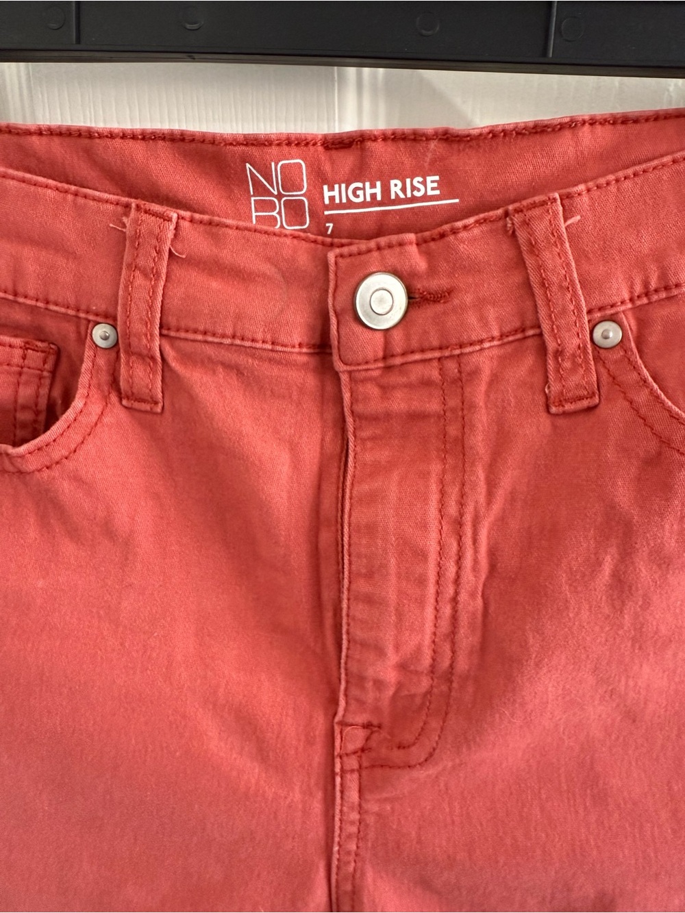 No Bo High Rise Red Women's Jeans - Picture 2 of 4